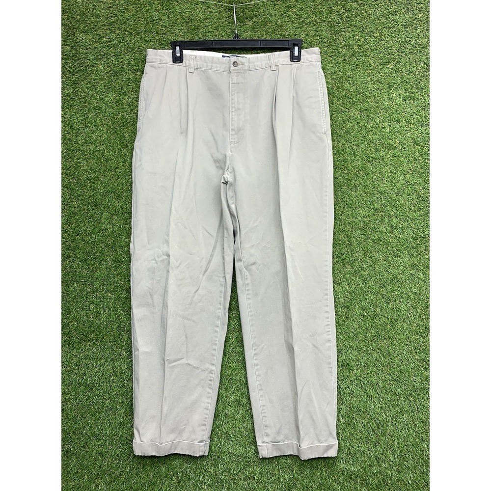 Vintage POLO Ralph Lauren Pants Mens 36X30 Tan Hammond Pant Pleated Cotton Slack